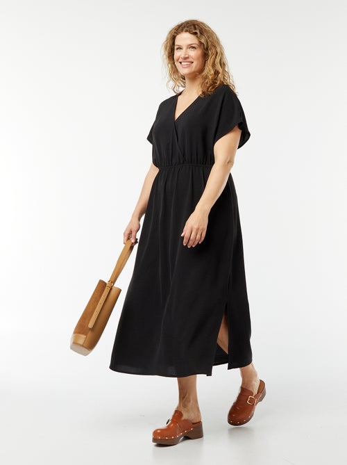 Lange jurk van stretchtricot met korte mouw - Kiabi
