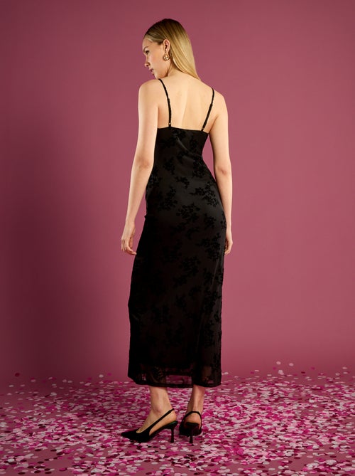 Lange kanten jurk met bloemmotief - Kiabi