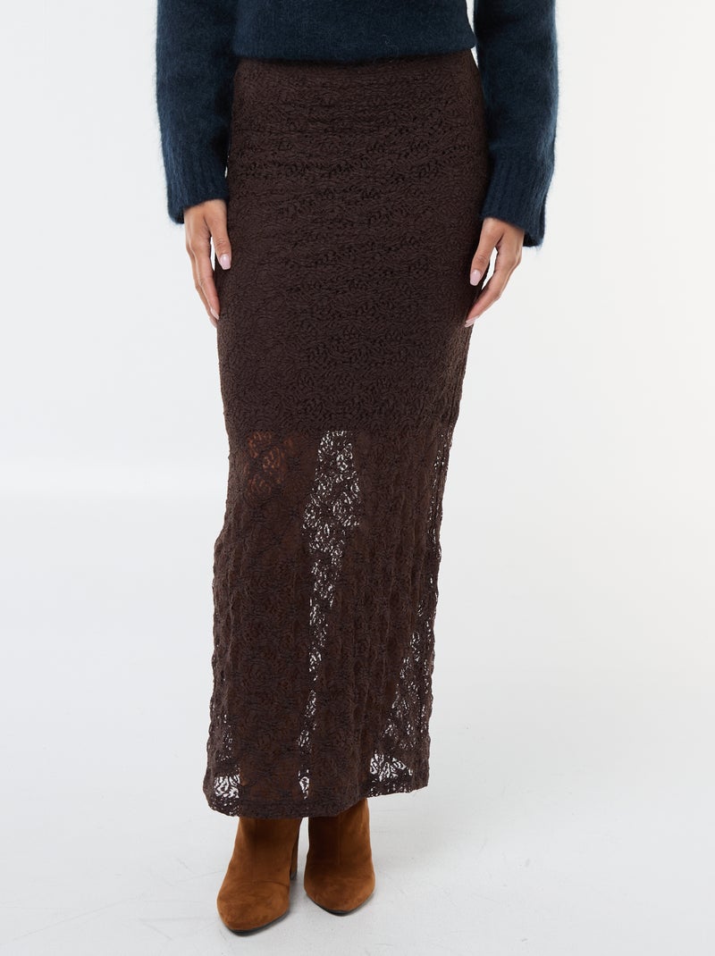 Lange kanten rok Bruin - Kiabi