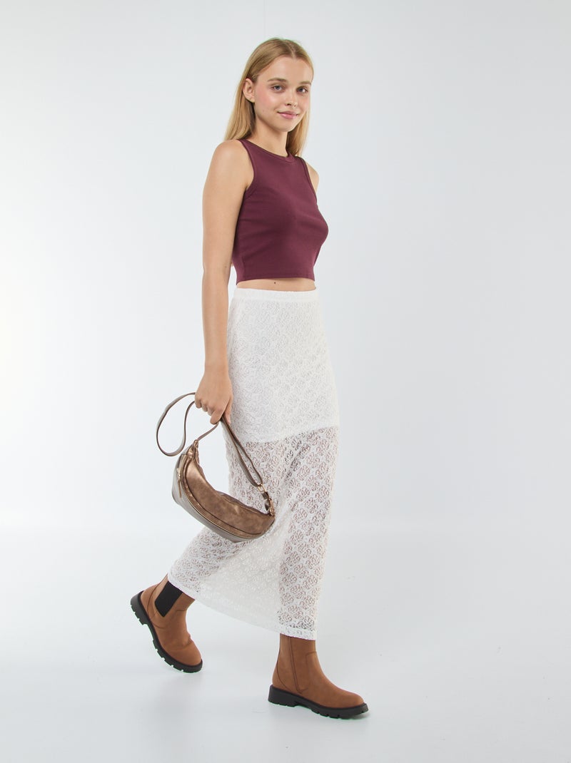 Lange kanten rok wit - Kiabi