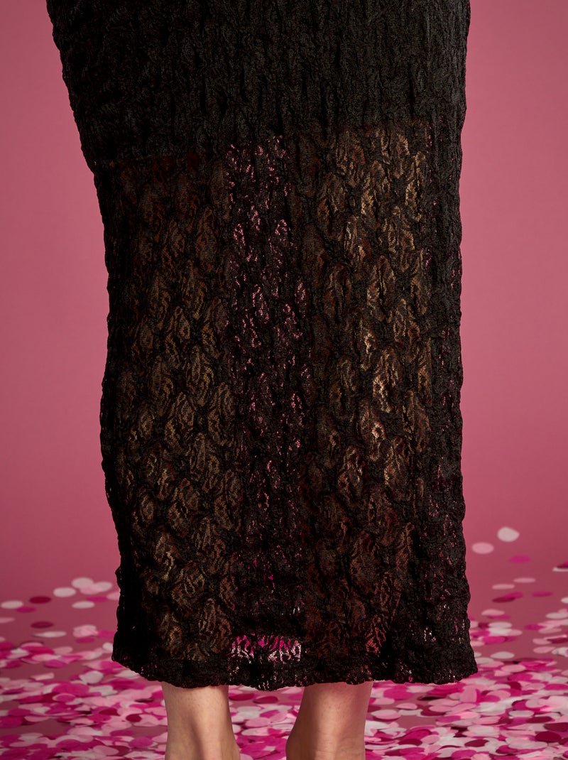 Lange kanten rok zwart - Kiabi