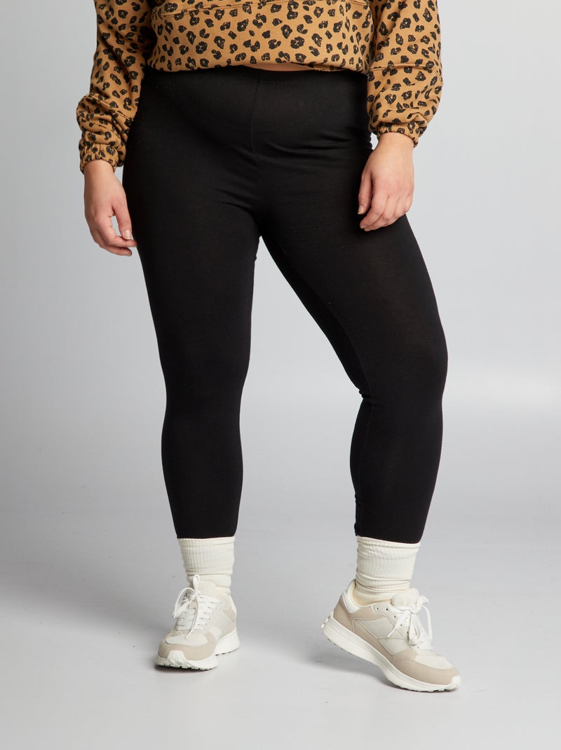 Lange katoenen legging zwart - Kiabi