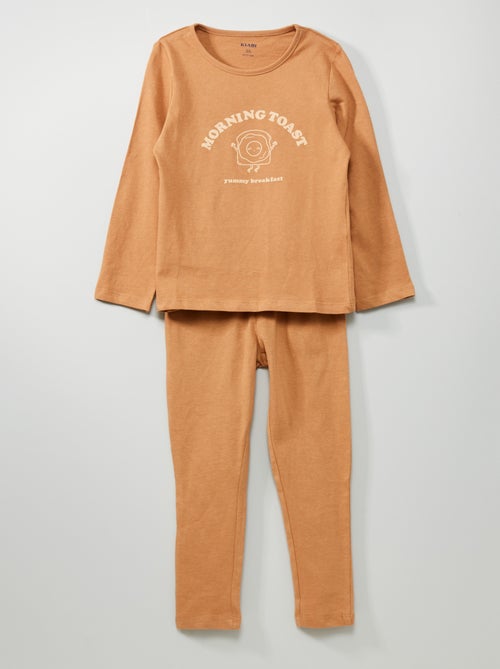 Lange katoenen pyjama met print - 2-delig - Kiabi