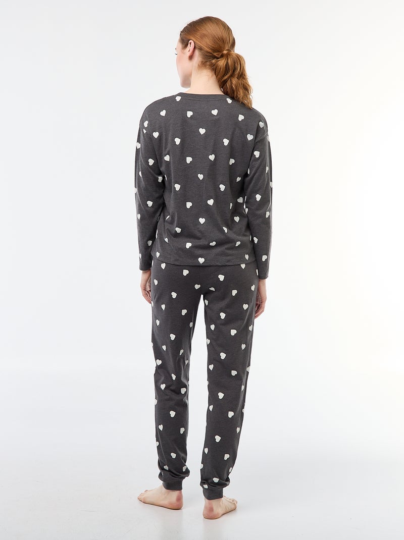 Lange katoenen pyjamaset - 2-delig Grijs - Kiabi