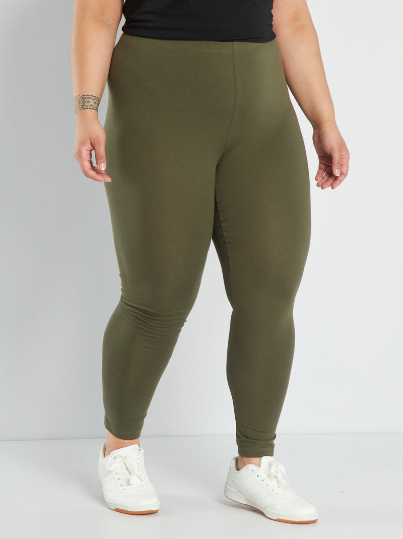 Lange, katoenen stretch legging KAKI - Kiabi