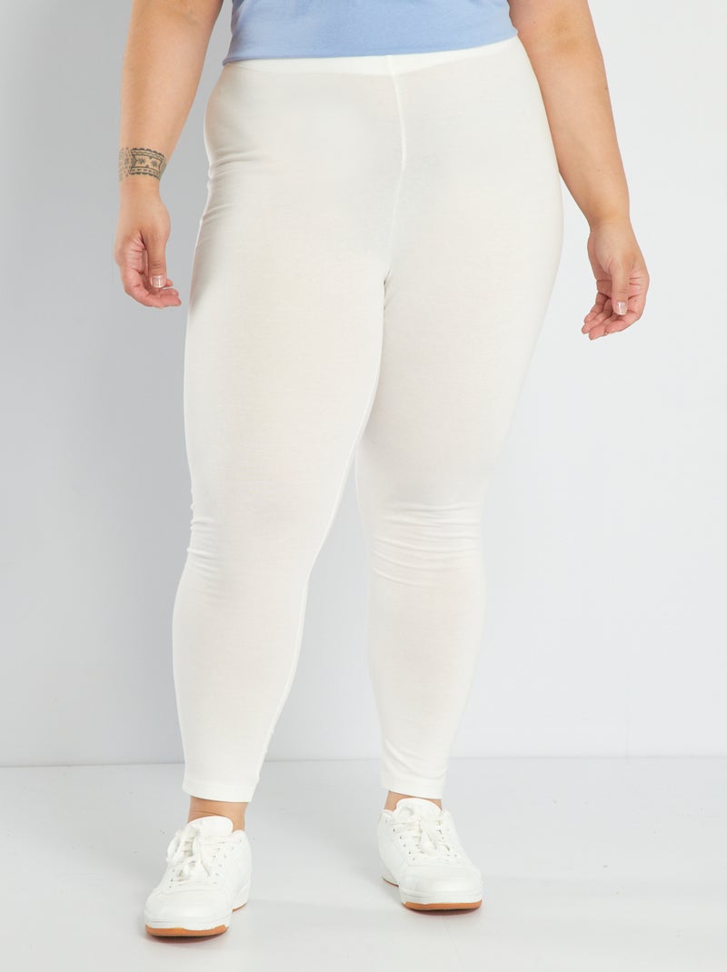 Lange, katoenen stretch legging sneeuw wit - Kiabi