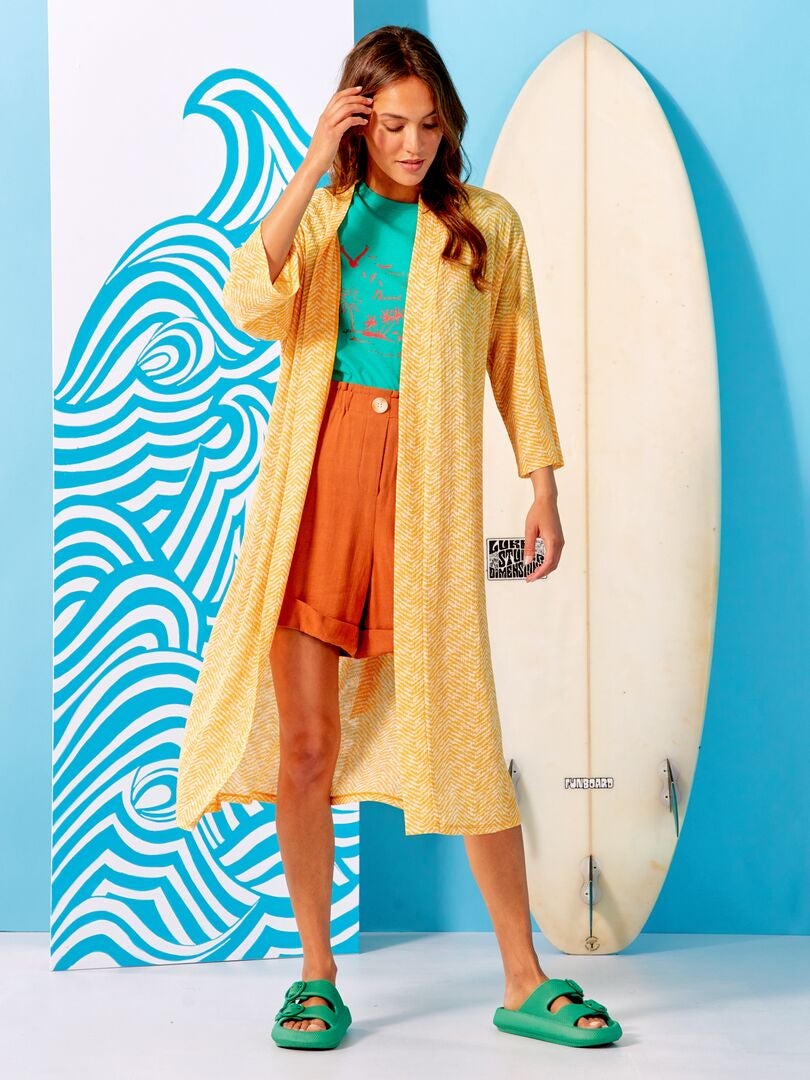 Kimono (lang) met veren bewerking main image 0