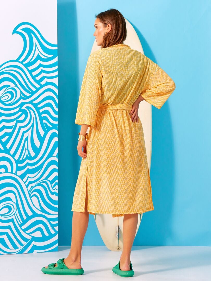 Bsubseach Stijlvolle lange kimono met open voorkant, tie-dye, voor over badpak, voor vrouwen, H-zwart, one size