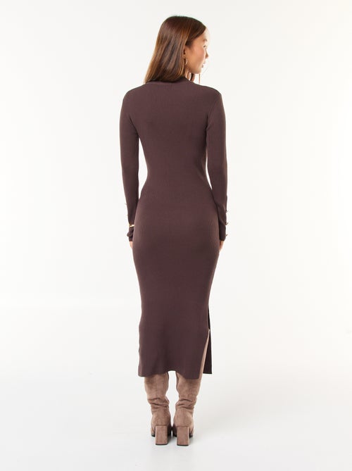 Lange kokerjurk van ribstof - Kiabi