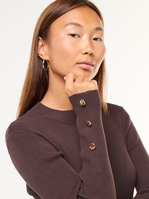 Lange kokerjurk van ribstof - Kiabi