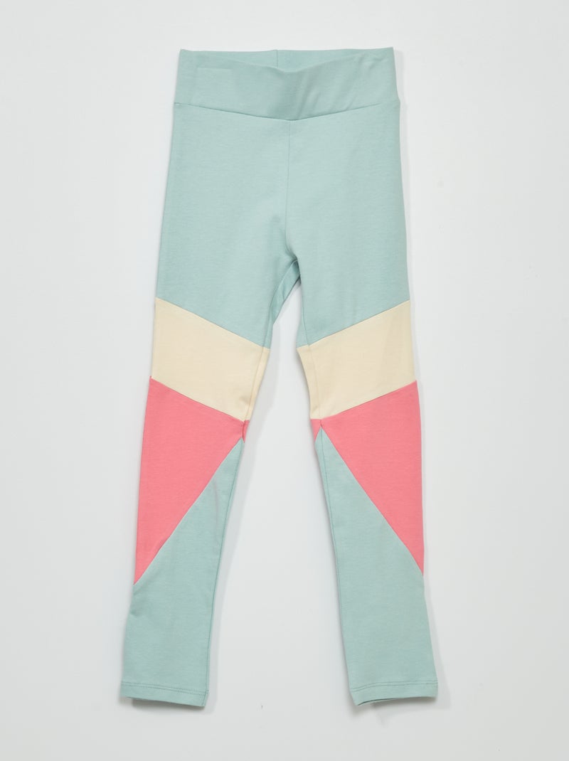 Lange legging met colorblock BLAUW - Kiabi