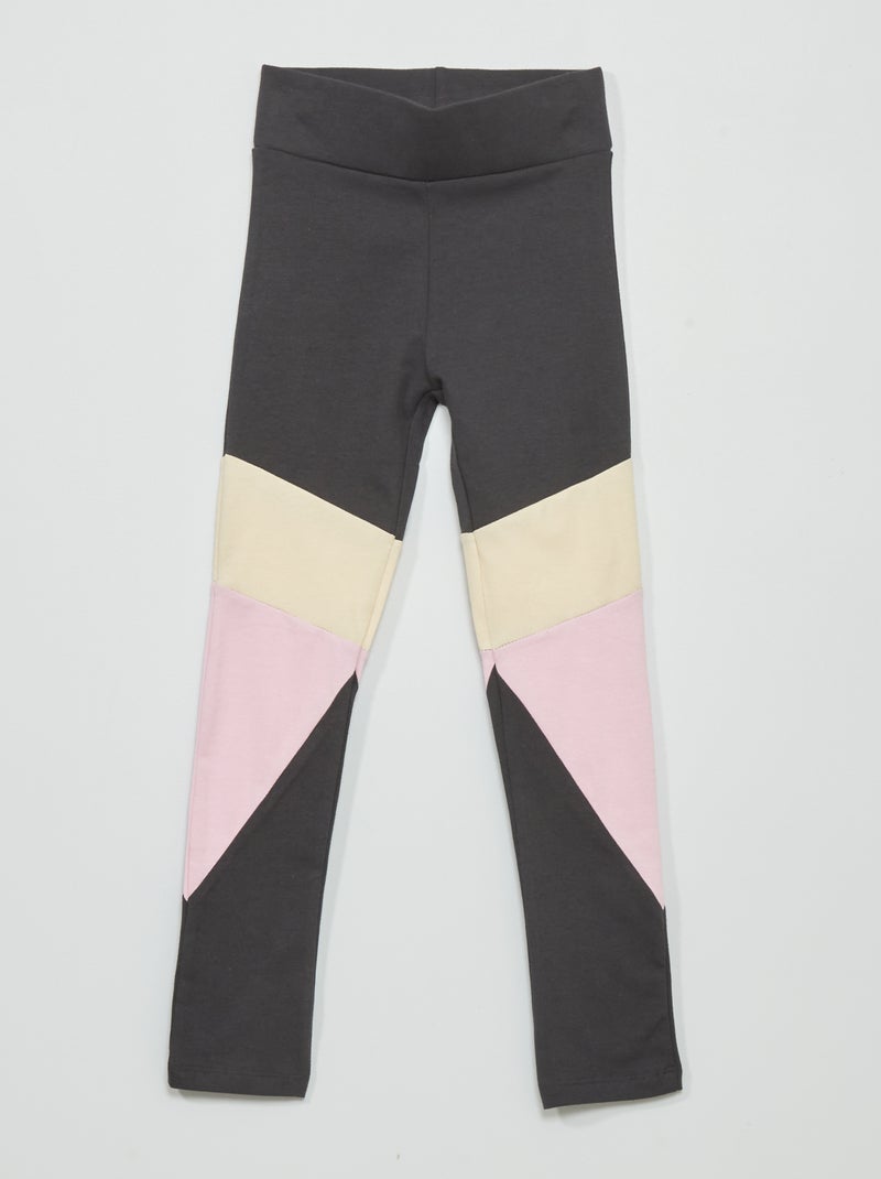 Lange legging met colorblock donkergrijs - Kiabi