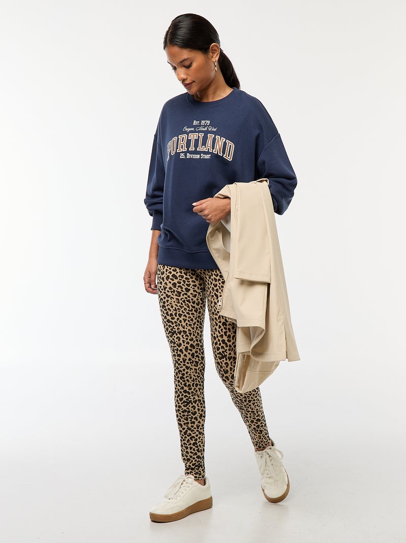 Lange legging met luipaardmotief Biege - Kiabi