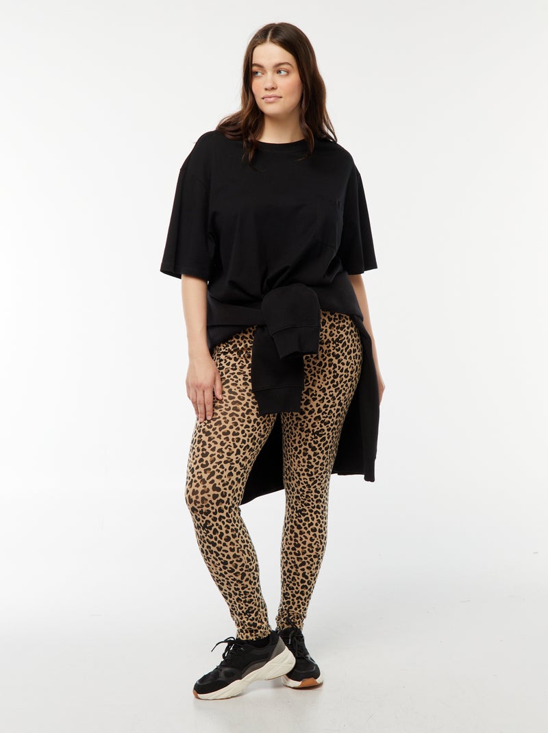 Lange legging met luipaardprint Biege - Kiabi