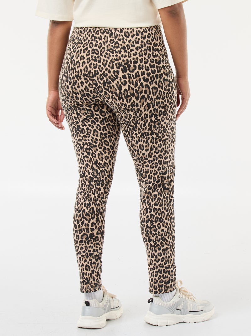 Lange legging met luipaardprint Biege - Kiabi