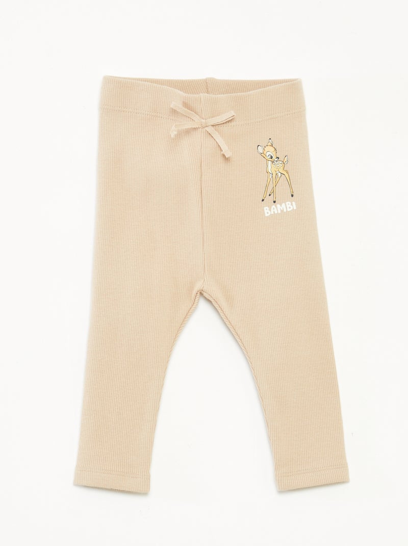 Lange legging met ribbeltextuur 'Disney' Biege - Kiabi