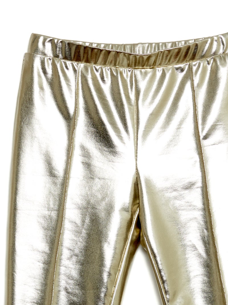 Lange legging van imitatieleer Biege - Kiabi