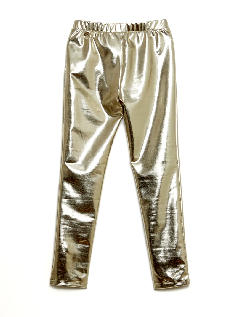 Lange legging van imitatieleer Biege - Kiabi