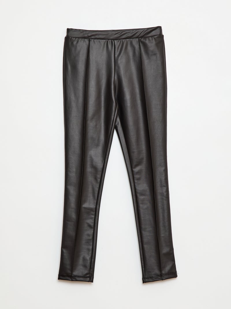 Lange legging van imitatieleer zwart - Kiabi