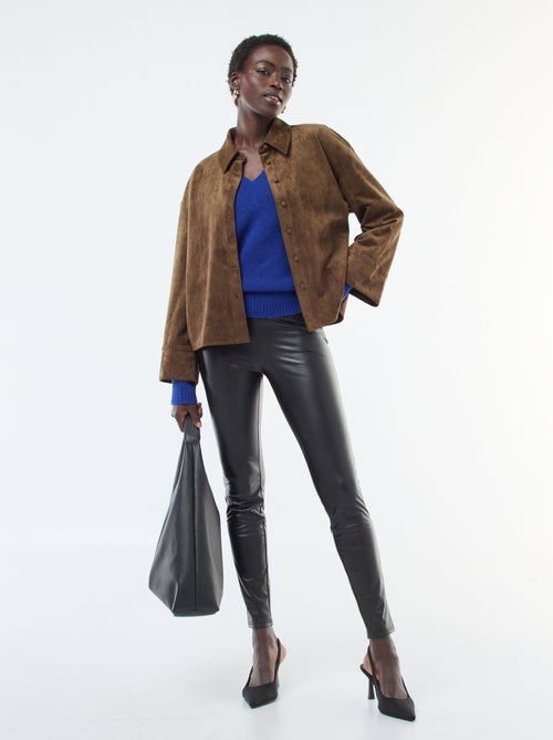 Lange legging van imitatieleer - Kiabi