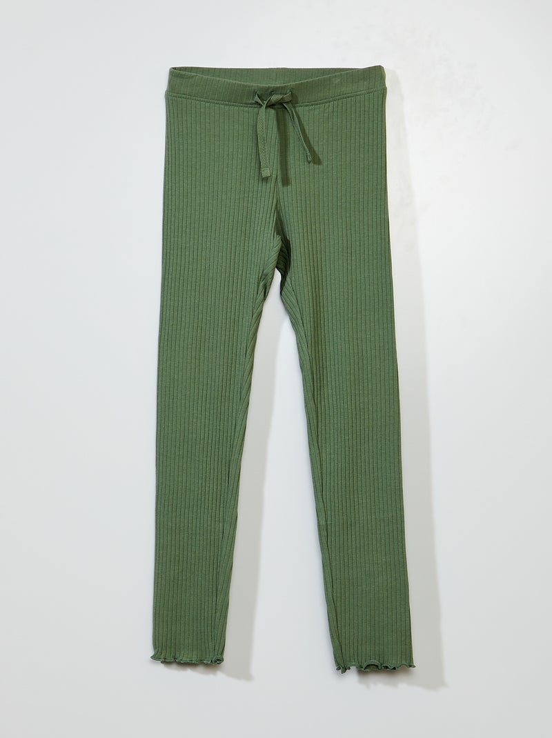 Lange legging van ribstof Groente - Kiabi