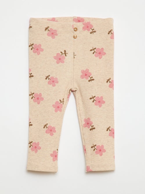 Lange legging van ribtricot met motiefje - Kiabi