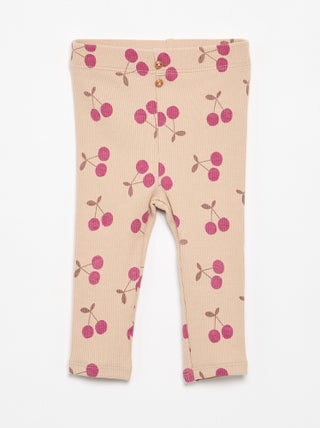 Lange legging van ribtricot met motiefje