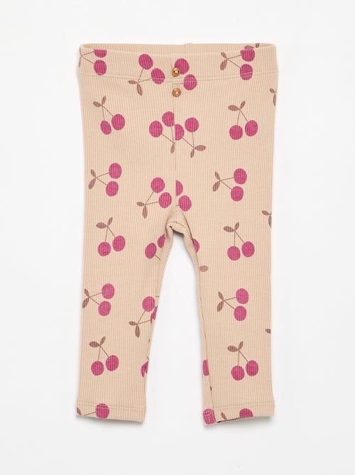 Lange legging van ribtricot met motiefje - Kiabi