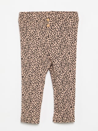 Lange legging van ribtricot met motiefje