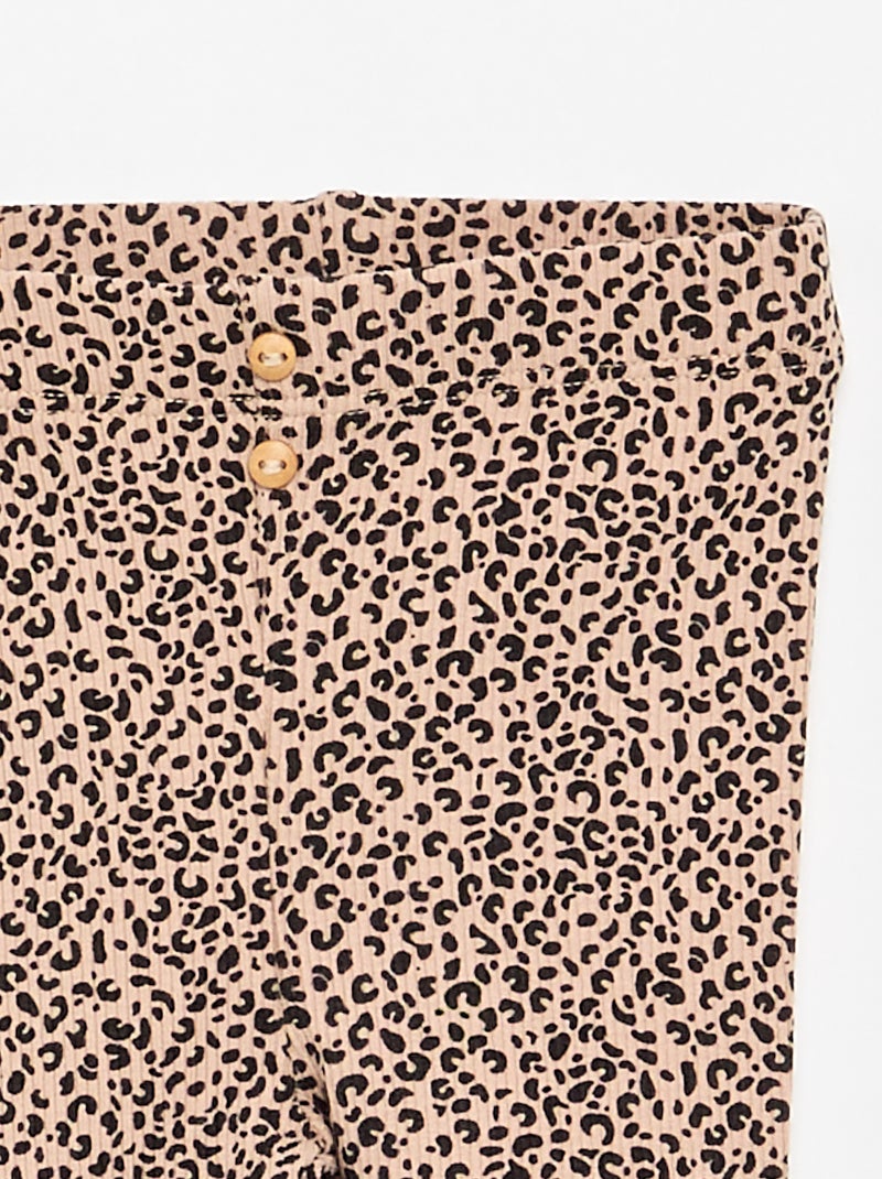 Lange legging van ribtricot met motiefje Biege - Kiabi
