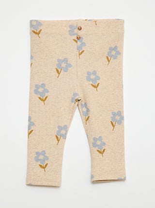 Lange legging van ribtricot met motiefje