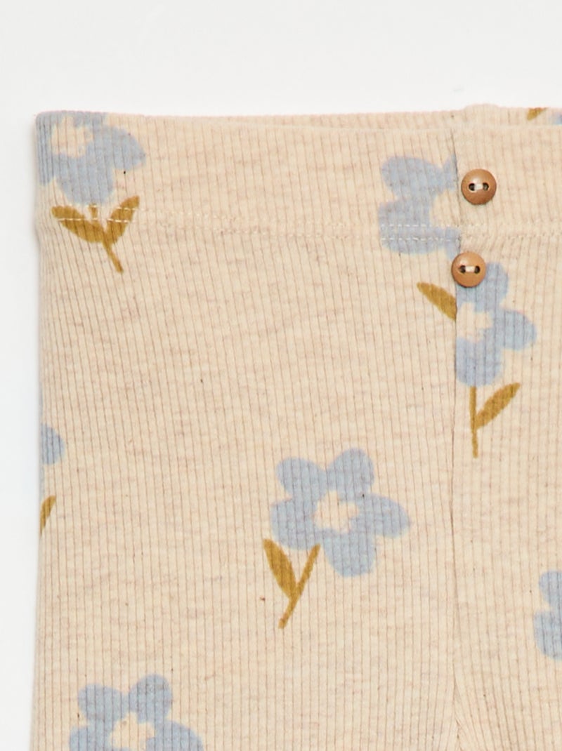 Lange legging van ribtricot met motiefje Biege - Kiabi