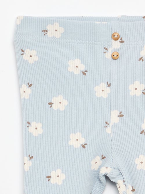 Lange legging van ribtricot met motiefje - Kiabi