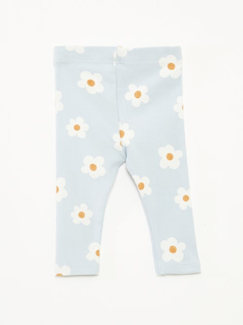 Lange legging van ribtricot met motiefje - Kiabi