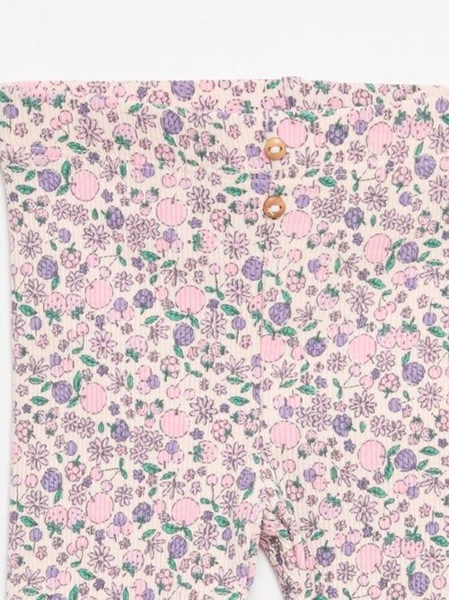 Lange legging van ribtricot met motiefje - Kiabi