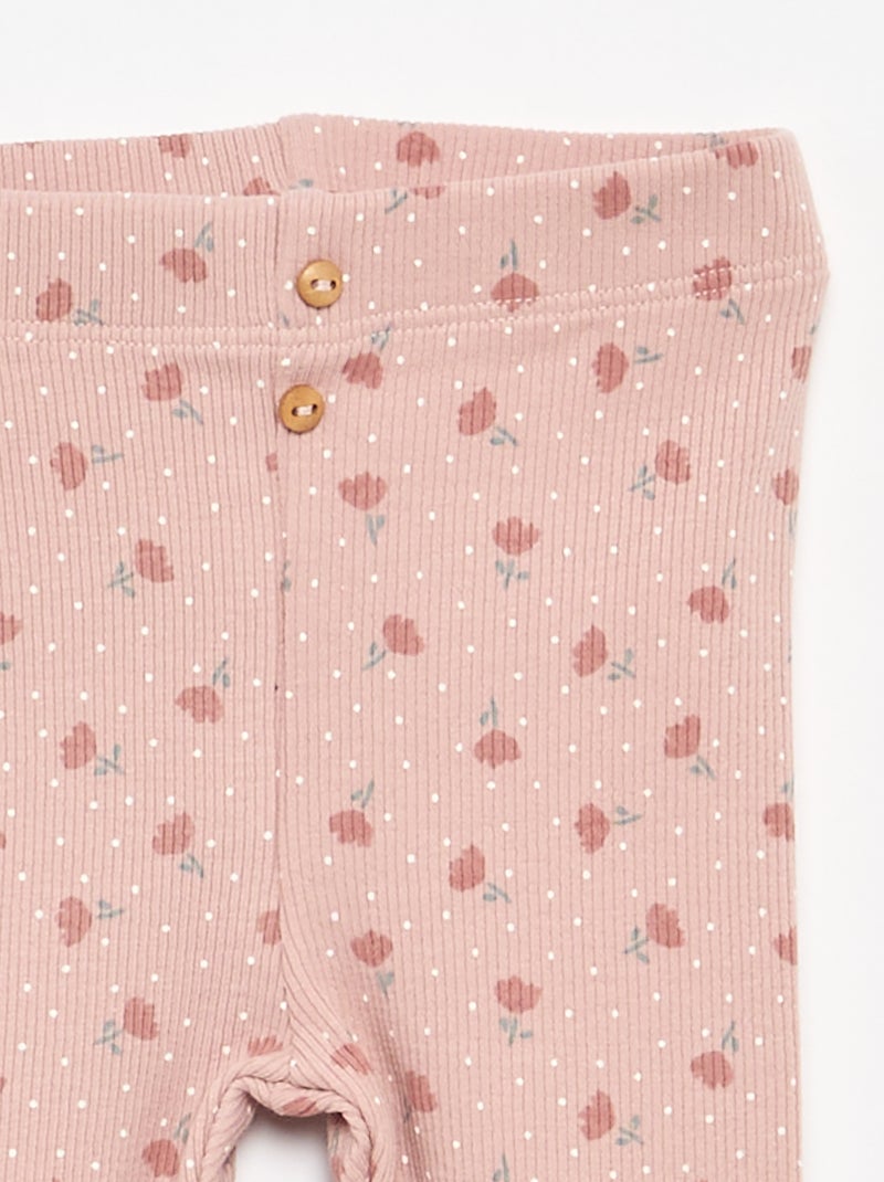 Lange legging van ribtricot met motiefje Rose - Kiabi