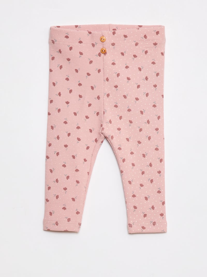 Lange legging van ribtricot met motiefje Rose - Kiabi