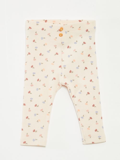Lange legging van ribtricot met motiefje - Kiabi