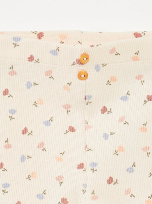 Lange legging van ribtricot met motiefje - Kiabi