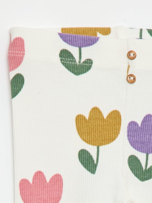 Lange legging van ribtricot met motiefje - Kiabi