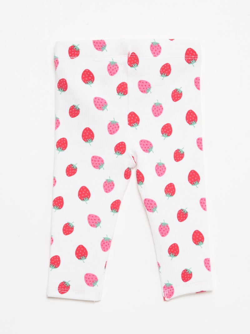 Lange legging van ribtricot met motiefje Wit - Kiabi