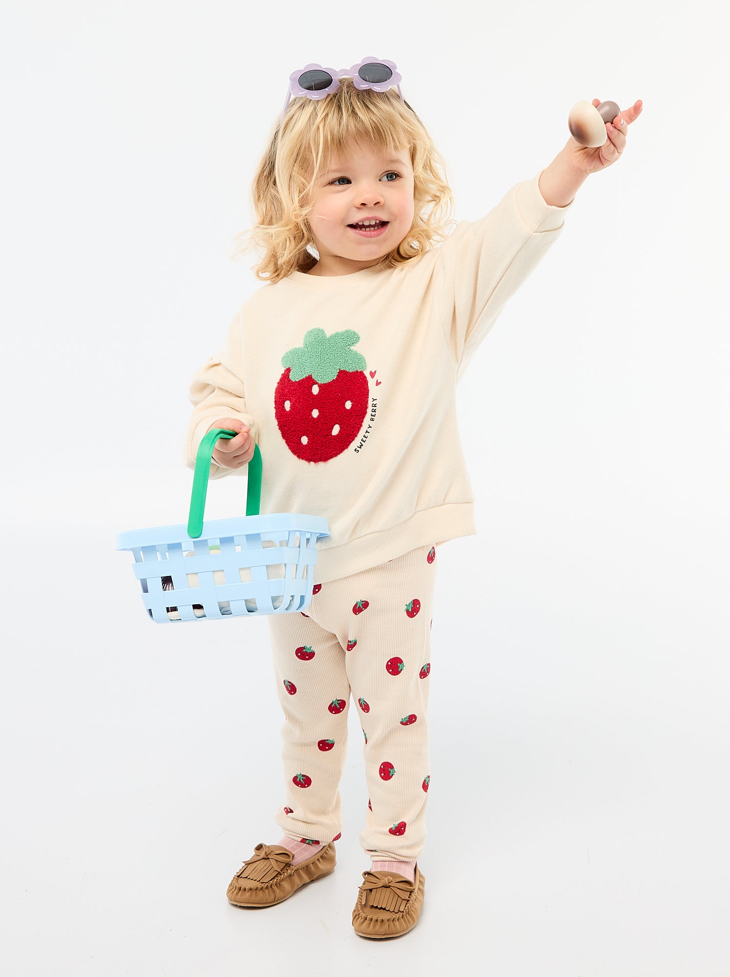 Lange legging van ribtricot met motiefje