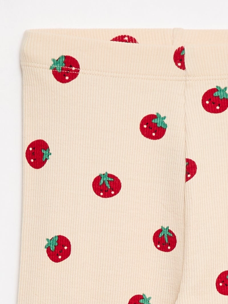 Lange legging van ribtricot met motiefje Wit - Kiabi