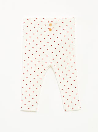 Lange legging van ribtricot met motiefje