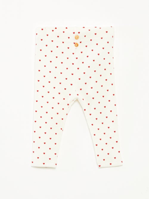 Lange legging van ribtricot met motiefje - Kiabi