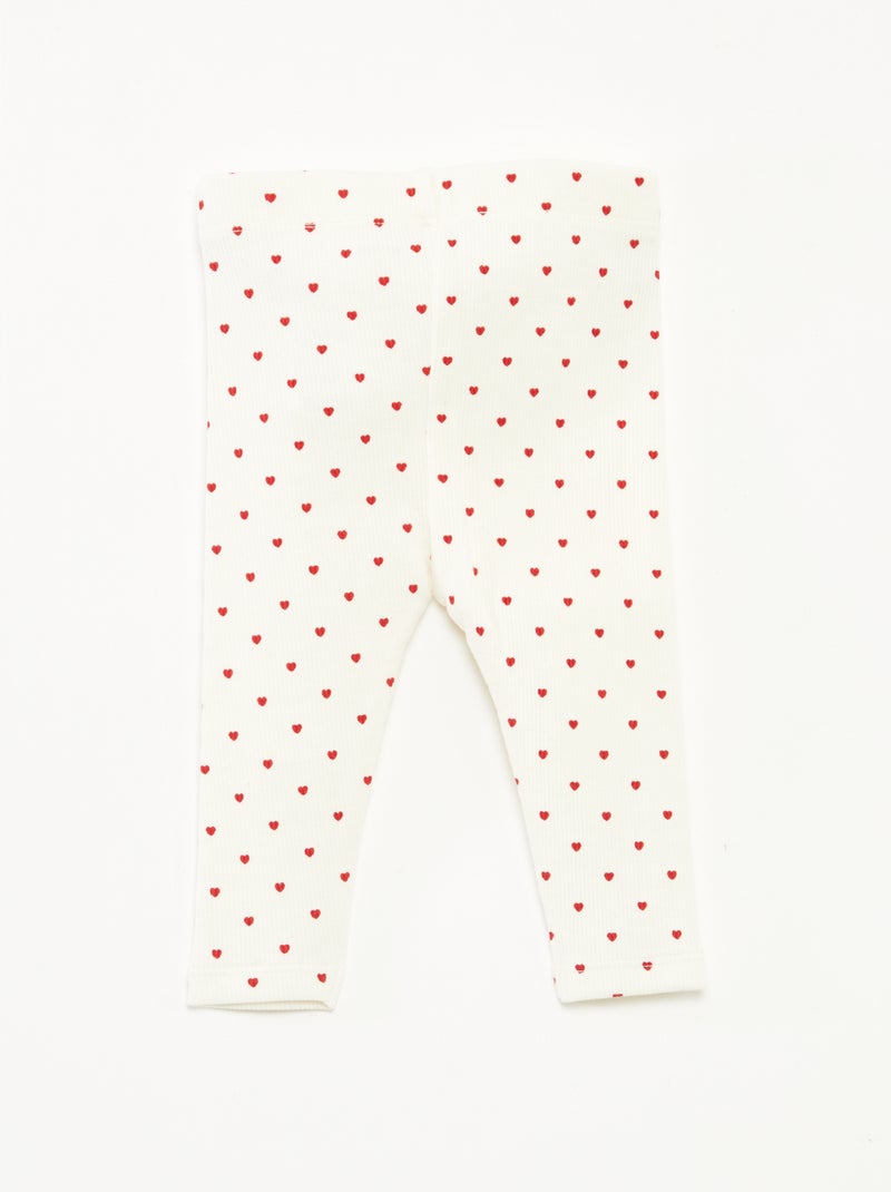 Lange legging van ribtricot met motiefje Wit - Kiabi
