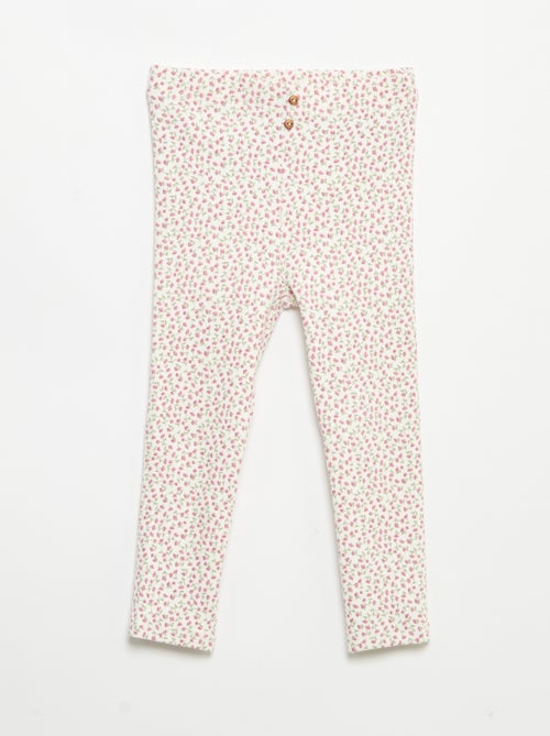 Lange legging van ribtricot met motiefje - Kiabi