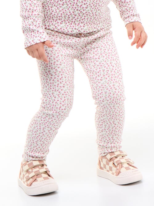 Lange legging van ribtricot met motiefje - Kiabi