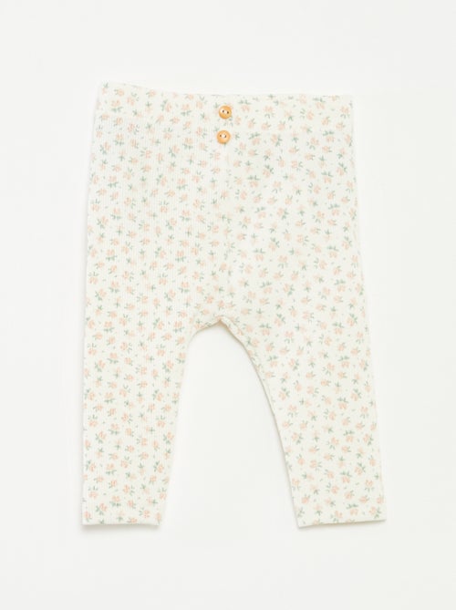 Lange legging van ribtricot met motiefje - Kiabi