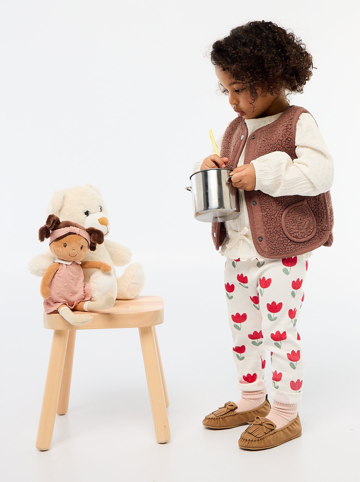 Lange legging van ribtricot met motiefje